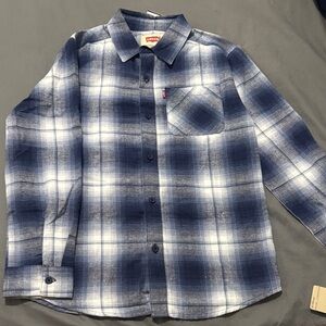 Levi's Navy and White Youth Plaid Shirt